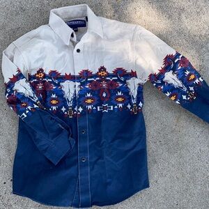 Youth Panhandle Pearl snap button down. Brushpopper western rodeo shirt.